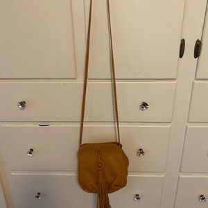 HOBO Mustard Crossbody Bag with Tassel